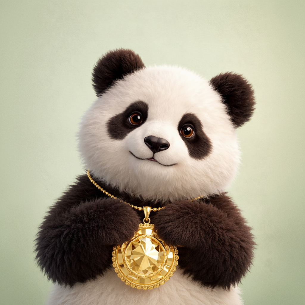 Panda holding large pendant - Pendants collection