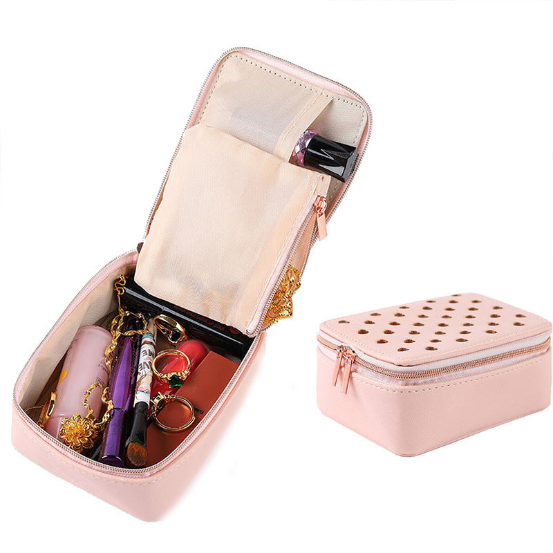 Portable Earrings Ring Jewelry Leather Jewelry Storage Case