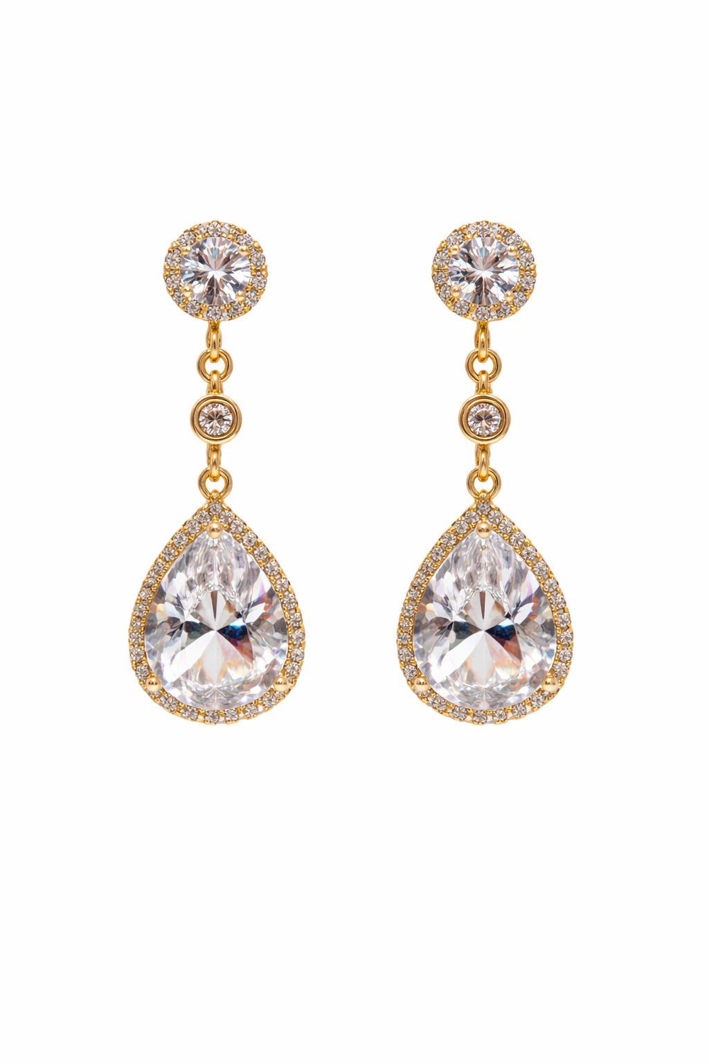 Crystal Teardrop Halo Drop Earrings
