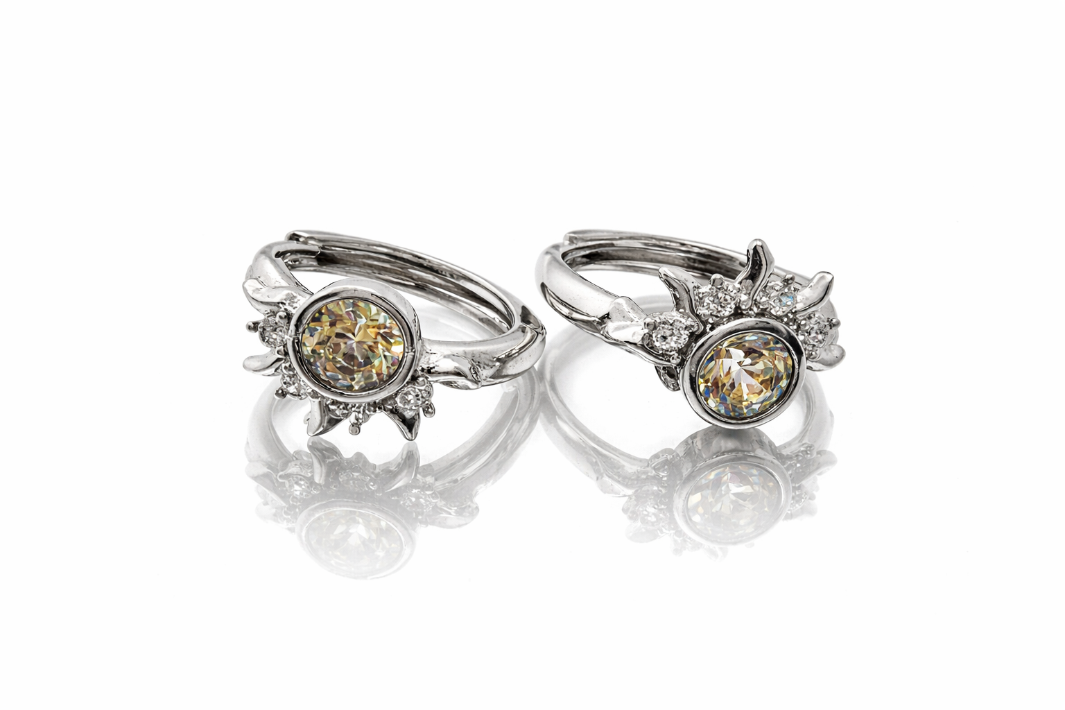 Crystal Sunburst Hoop Earrings