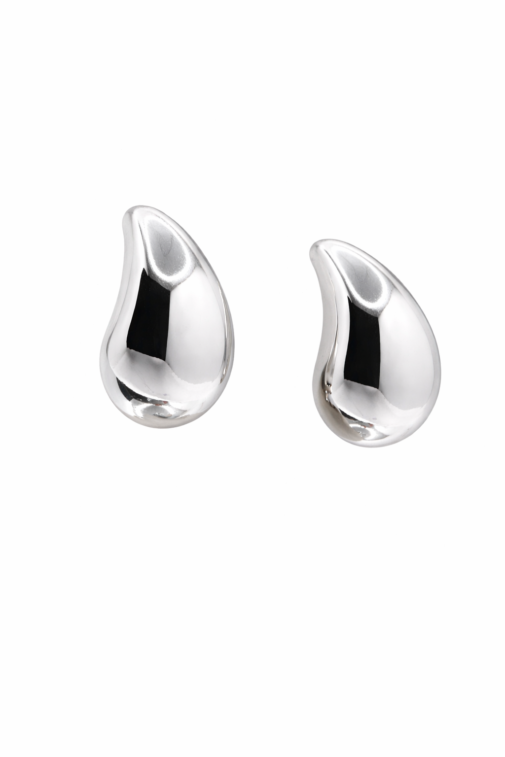 Silver Chunky Teardrop Stud Earrings