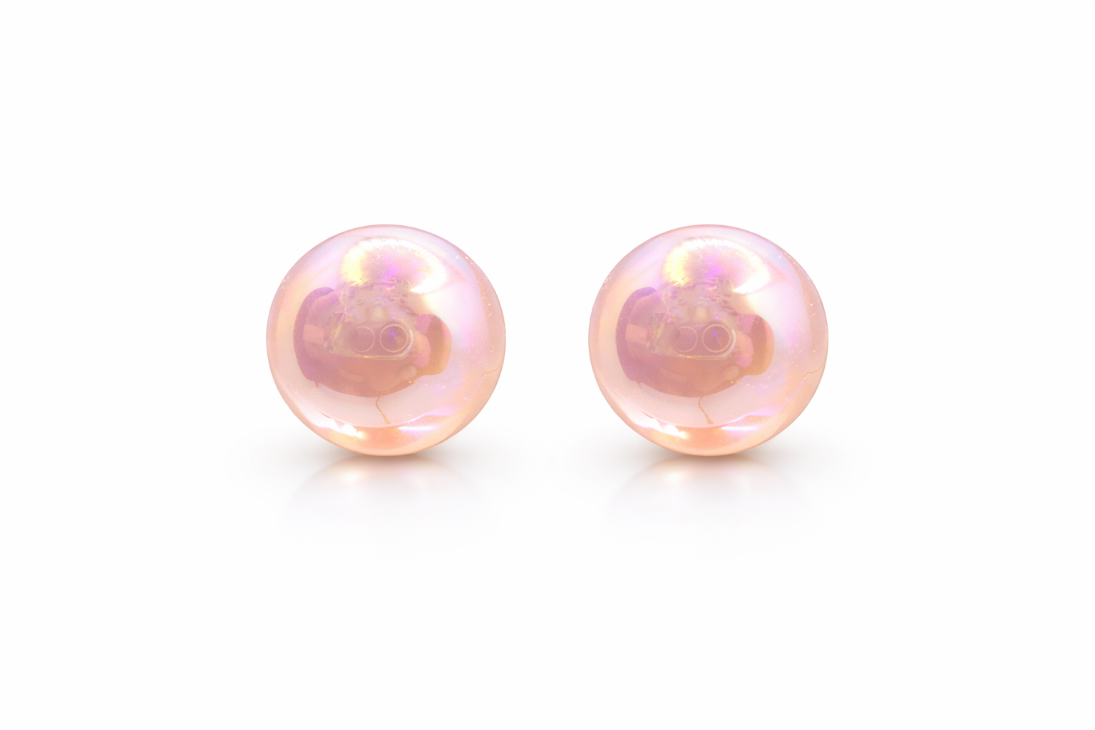 Iridescent Pearl Ball Stud Earrings