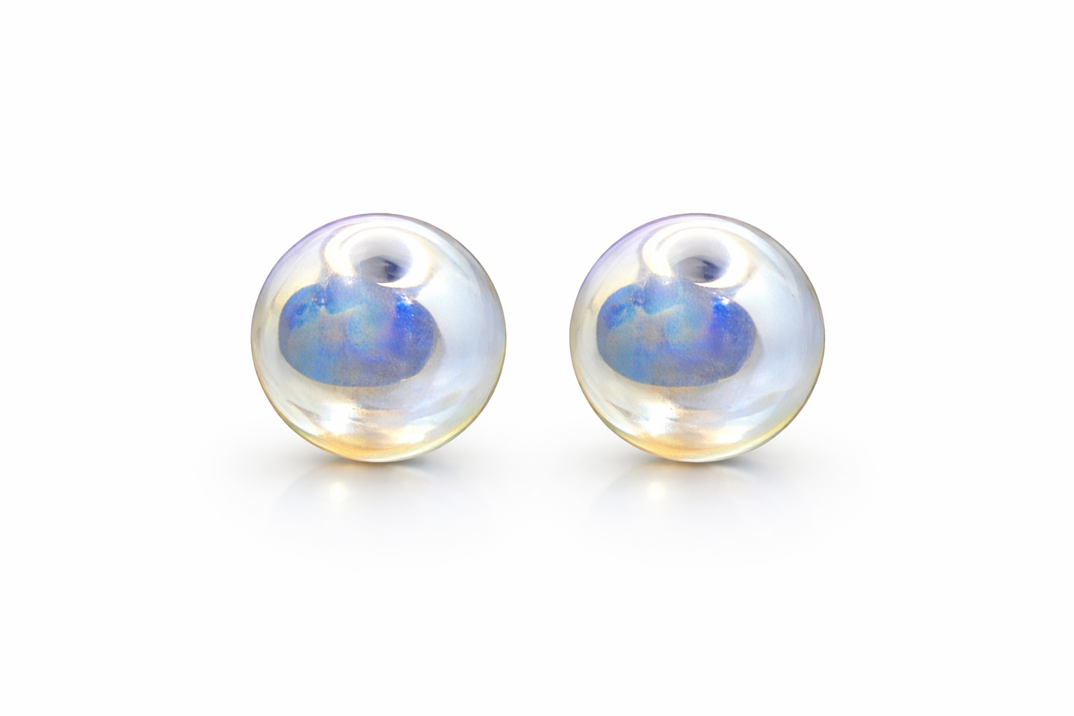Iridescent Pearl Ball Stud Earrings