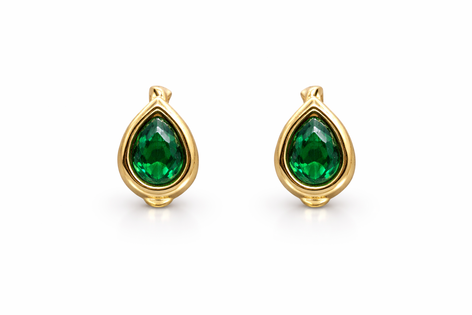 Teardrop Bezel Crystal Clip Earrings