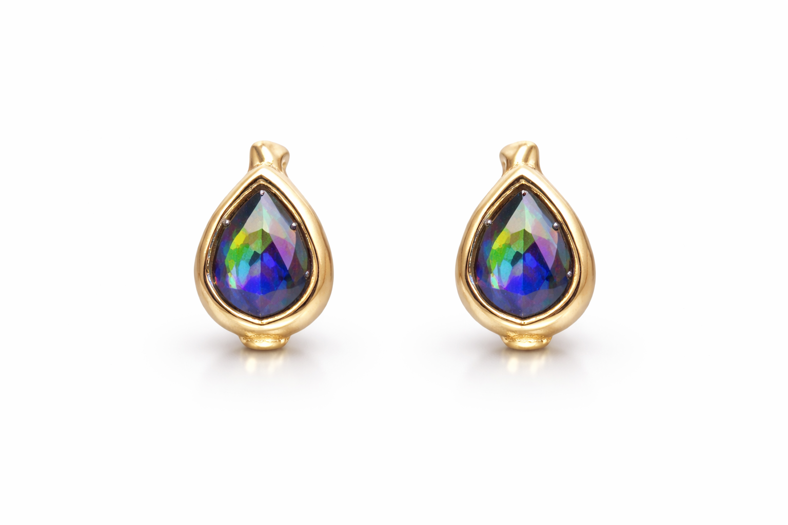 Teardrop Bezel Crystal Clip Earrings