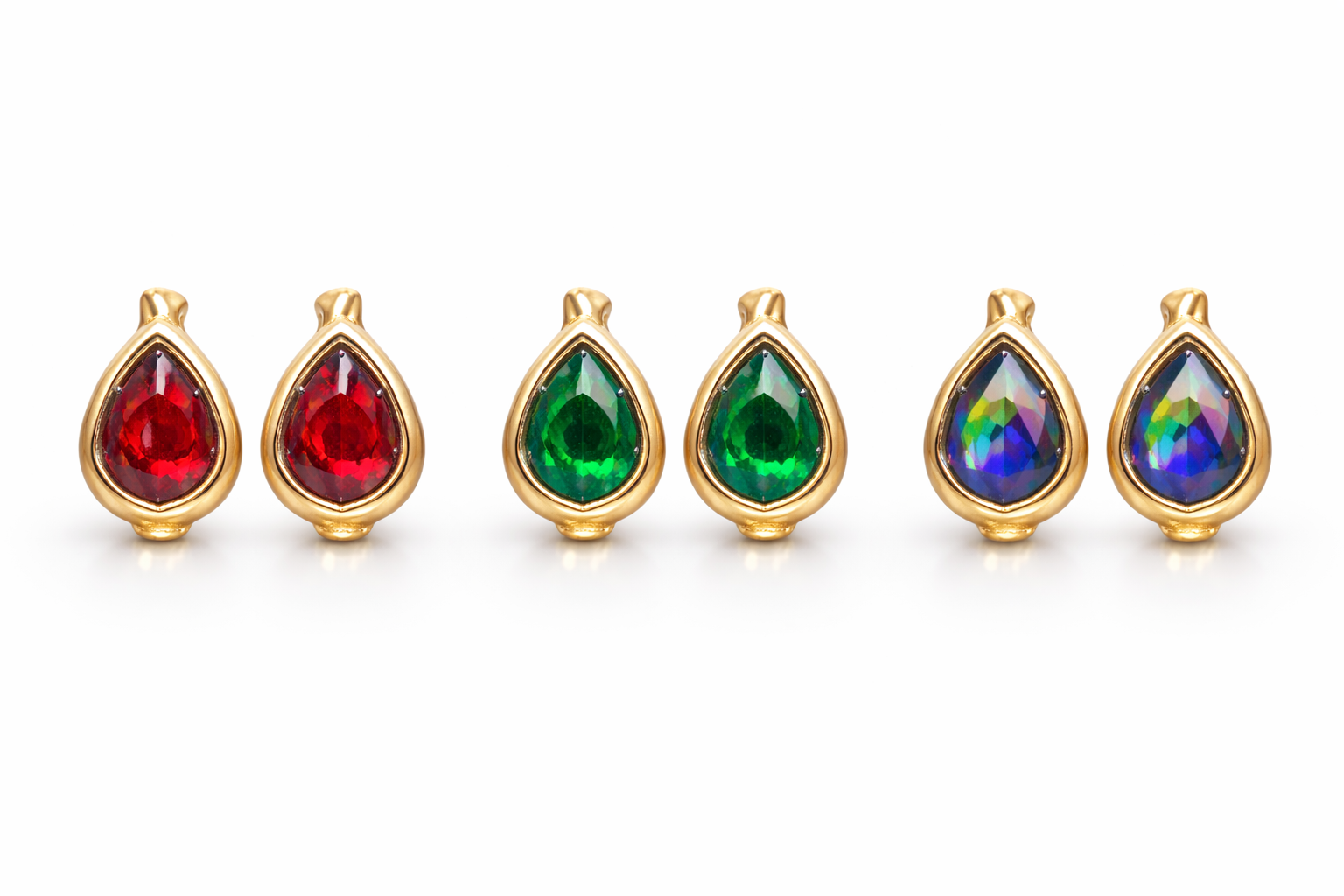 Teardrop Bezel Crystal Clip Earrings