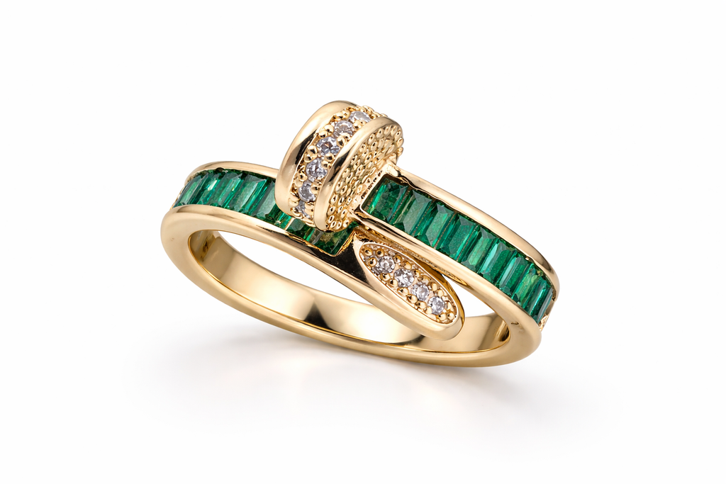 Emerald Baguette Bypass Ring