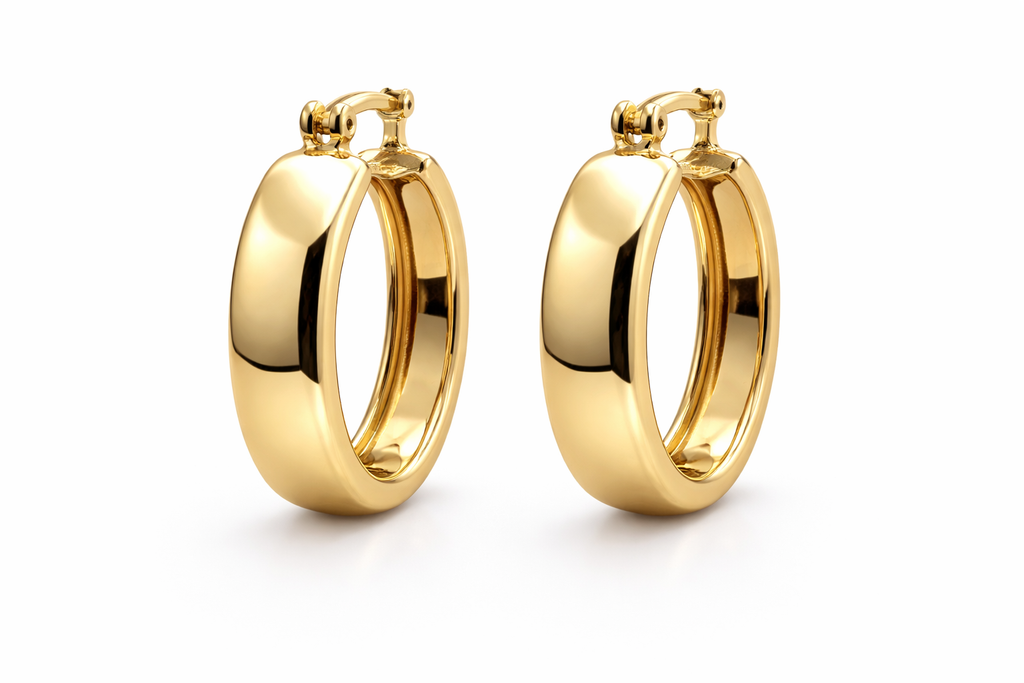 Chunky Gold Tube Hoop Earrings