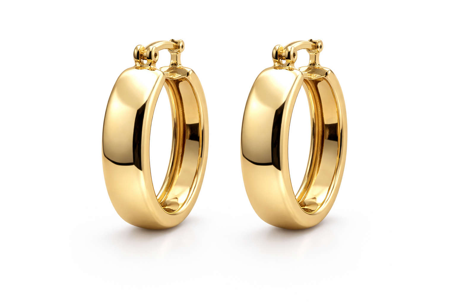 Chunky Gold Tube Hoop Earrings