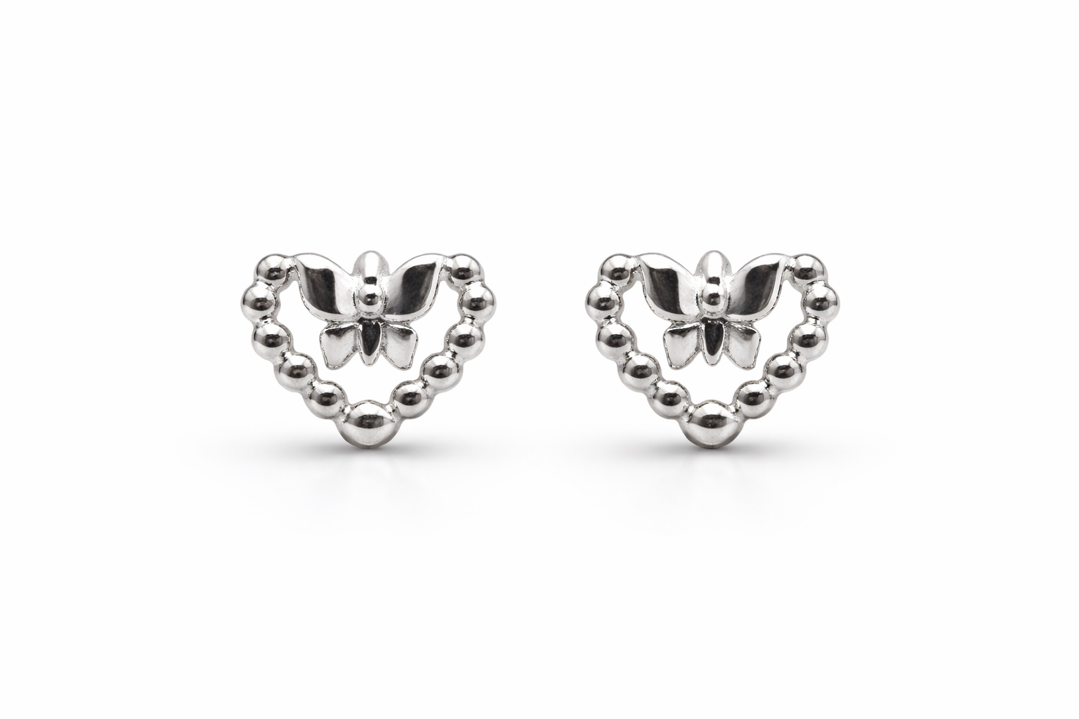Beaded Open Heart Bow Hoop Earrings