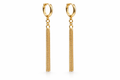 Gold Huggie Hoop & Textured Bar Drop Earrings