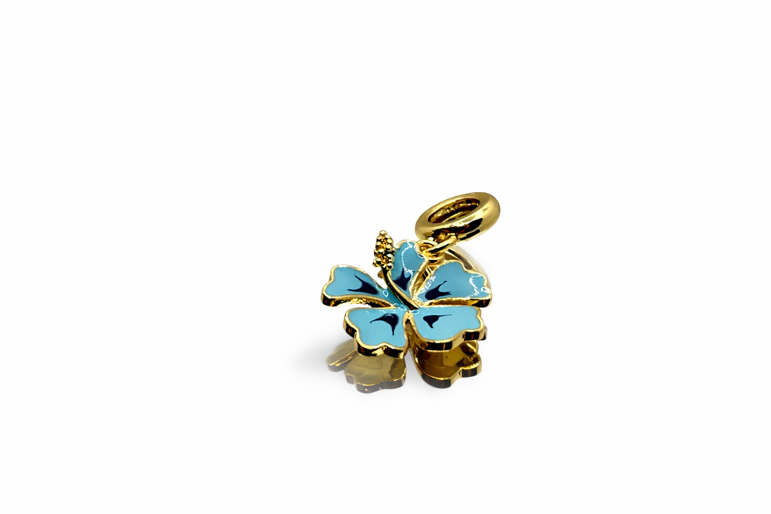Blue Hibiscus Enamel Bead Charm