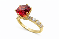 Red Crystal Solitaire Pavé Band Ring