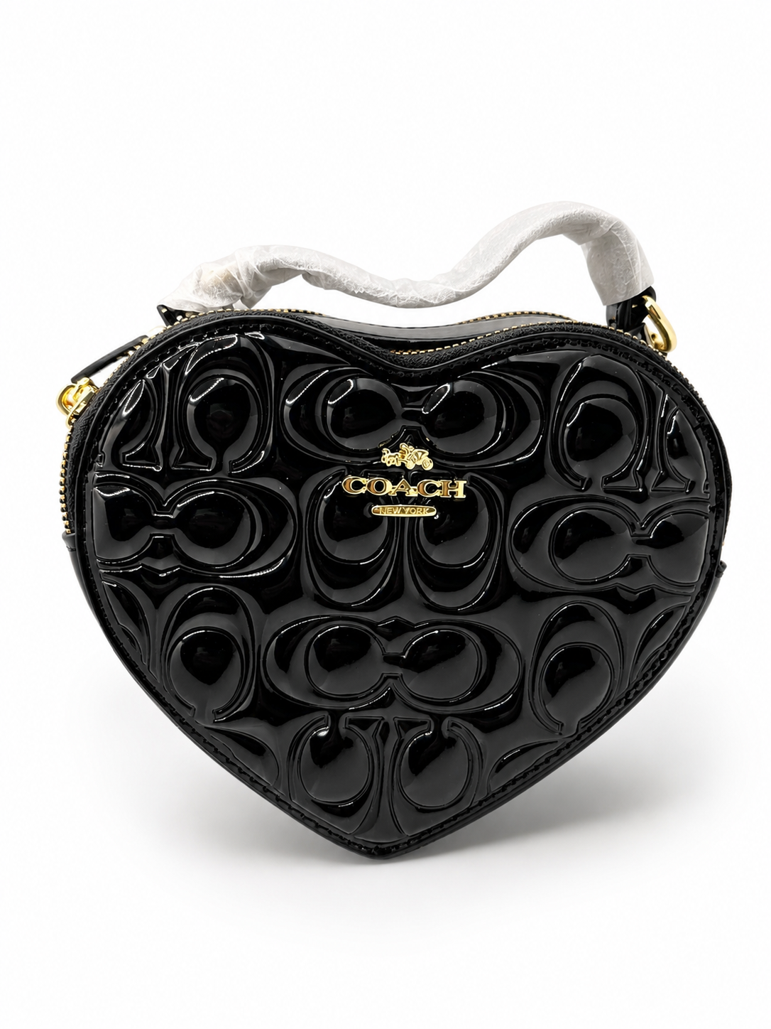Coach heart bag black patent leather product photo