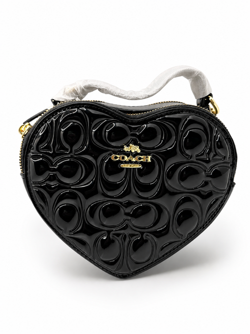 Coach heart bag black patent leather product photo