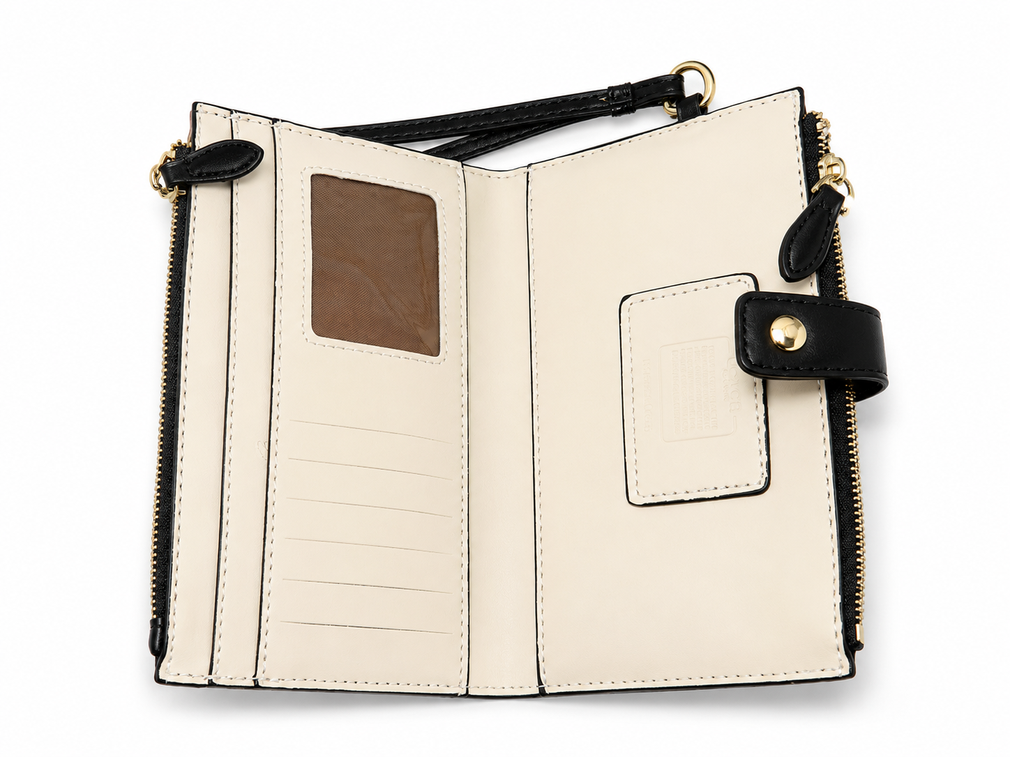 Coach x Peanuts Snoopy wristlet open interior view with card slots