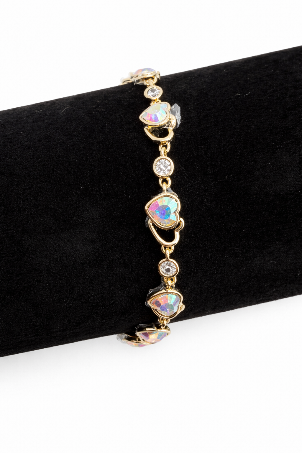 Iridescent Heart Crystal Link Bracelet