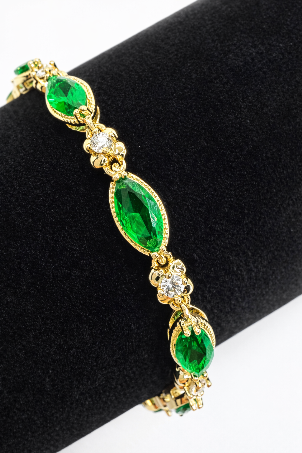 Emerald Marquise Crystal Link Bracelet