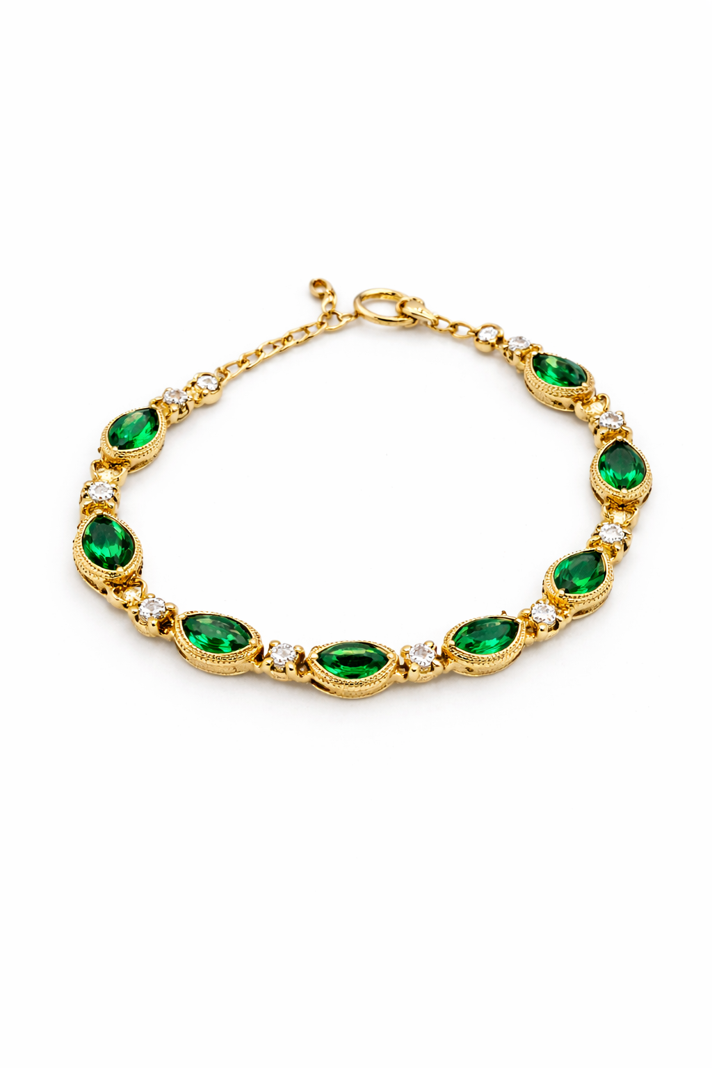 Emerald Marquise Crystal Link Bracelet