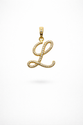 Gold CZ Cursive Initial "L" Pendant