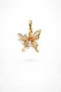 Gold Butterfly & Daisy Pearl Pendant