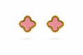 Gold Clover Enamel Stud Earrings