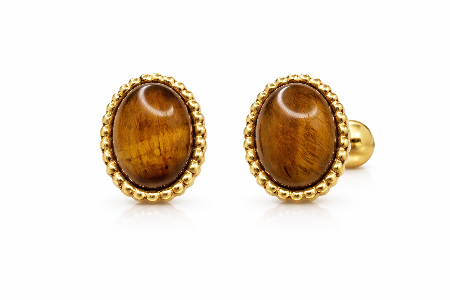 Tiger's Eye Oval Stud Earrings