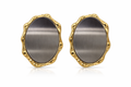Smoke & Gold Oval Statement Earrings