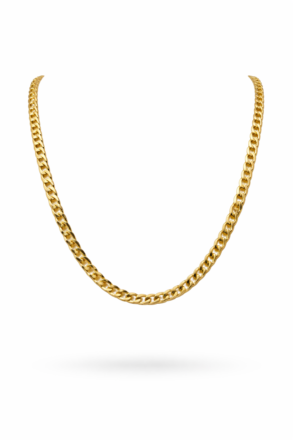 Gold Cuban Curb Chain Necklace 22"