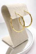 Gold Textured Twist Hoop Earrings