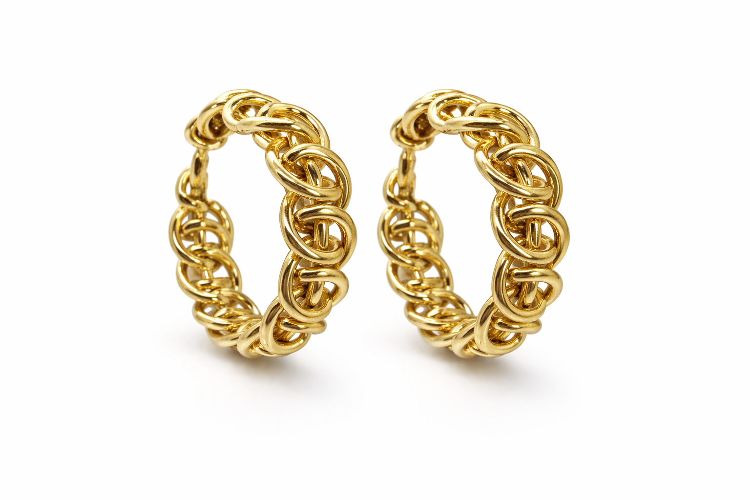 Gold Chain Link Hoop Earrings