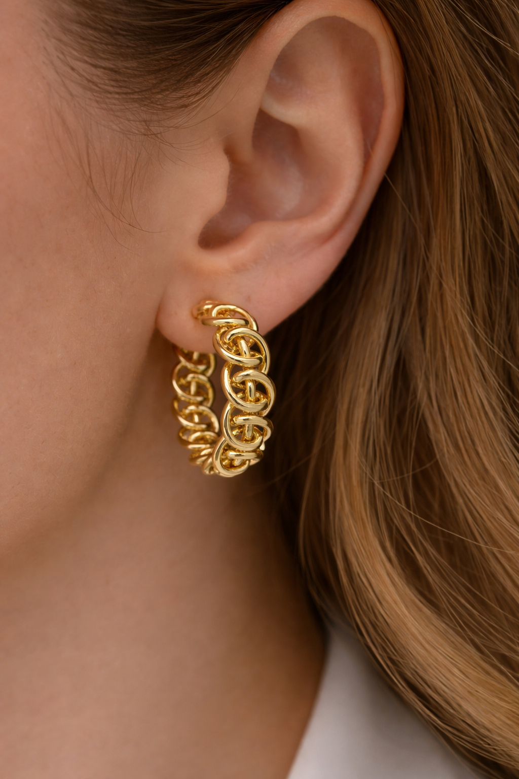 Gold Chain Link Hoop Earrings