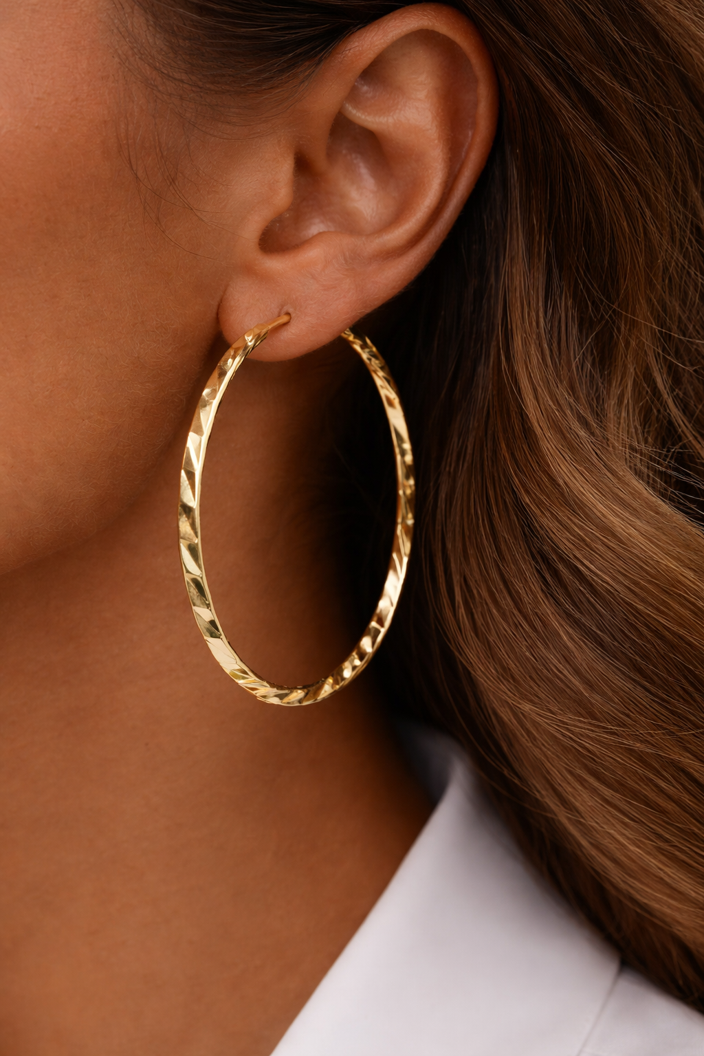 Diamond-Cut Hoop Earrings
