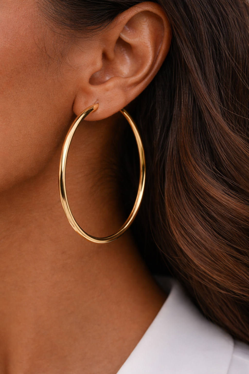 Oversized Gold Tube Hoop Earrings