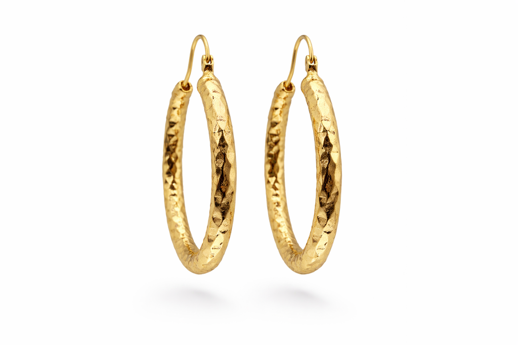 Gold Hammered Hoop Earrings