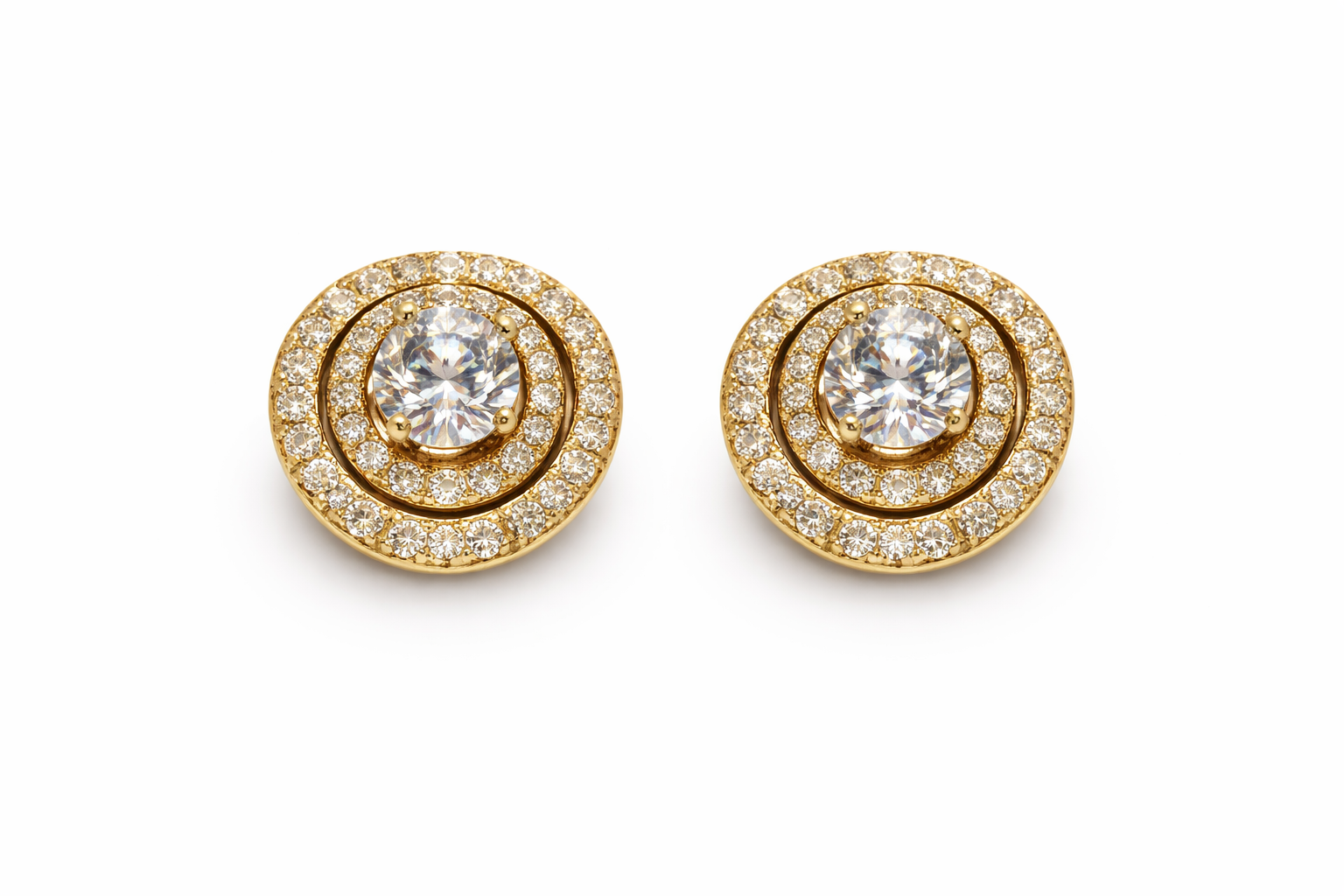 Double Swirl Halo Crystal Stud Earrings