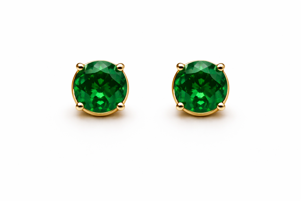 Round Solitaire Crystal Stud Earrings