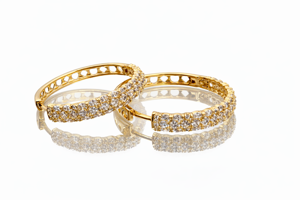 Crystal Pavé Gold Hoop Earrings