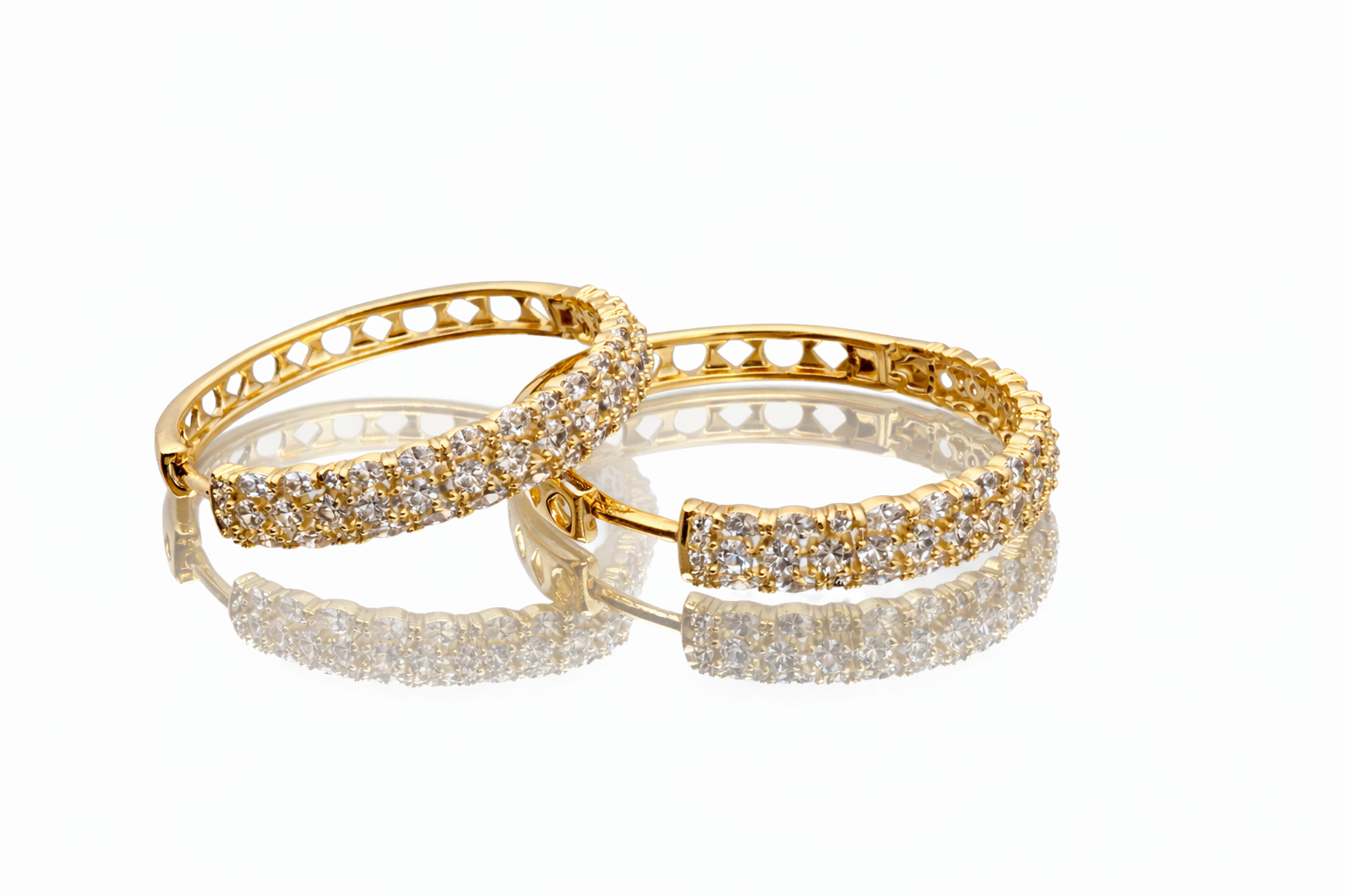 Crystal Pavé Gold Hoop Earrings