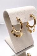 Gold Clover Charm Hoop Earrings