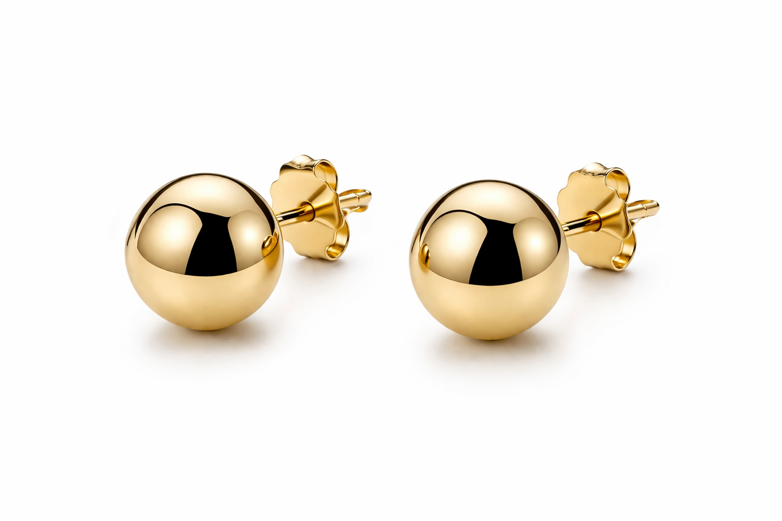 Polished Gold Ball Stud Earrings