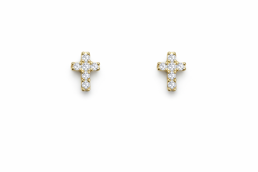 Crystal Cross Stud Earrings