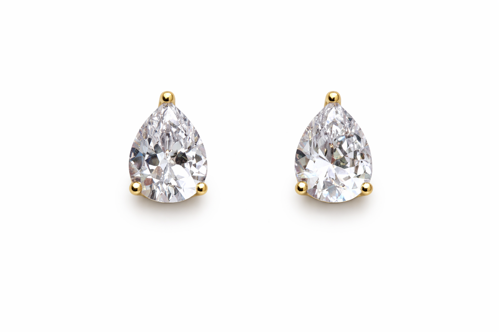 Teardrop Crystal Solitaire Stud Earrings