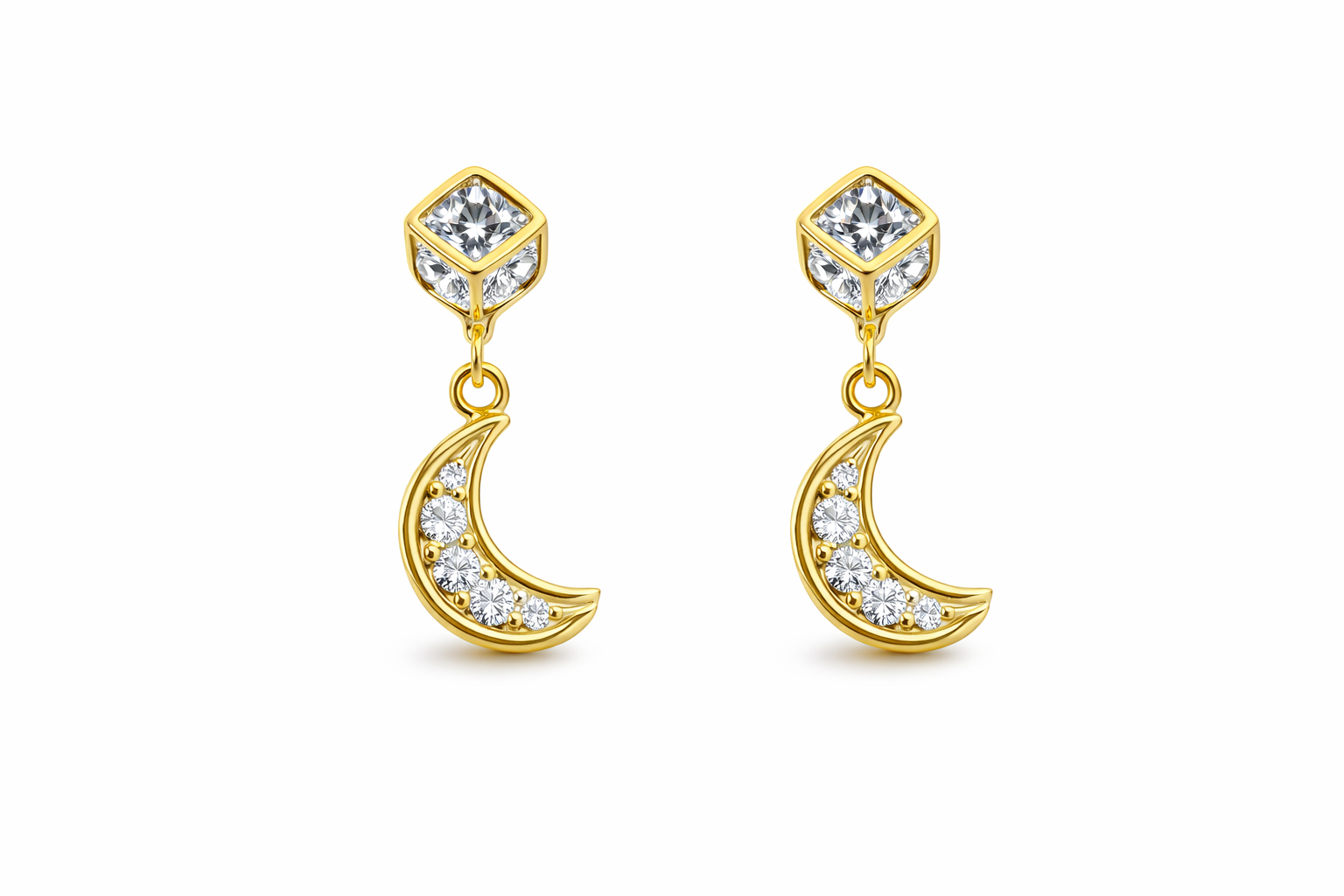Crystal Moon Drop Earrings