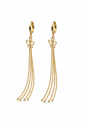 Gold Butterfly Chain Tassel Huggie Earrings