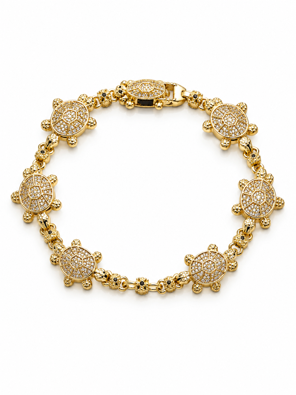 Gold Pavé Turtle Charm Bracelet