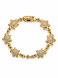 Gold Pavé Turtle Charm Bracelet