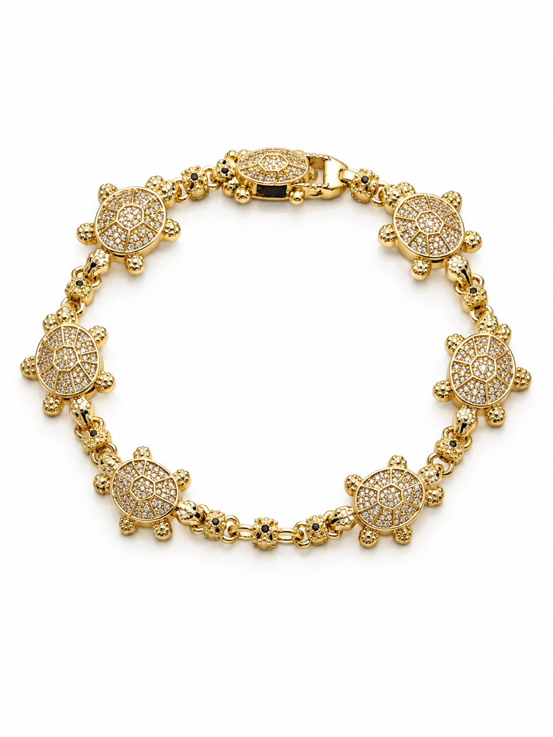 Gold Pavé Turtle Charm Bracelet