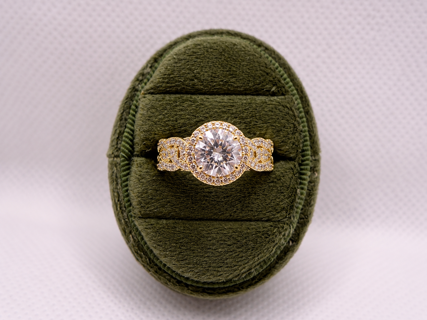 Gold Halo Solitaire Crystal Ring
