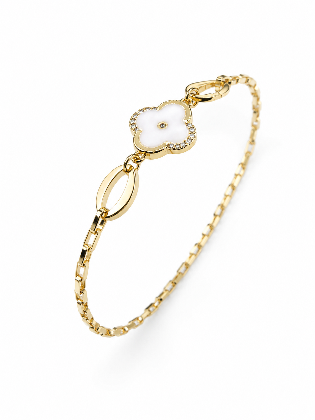 Gold Clover Charm Link Bracelet